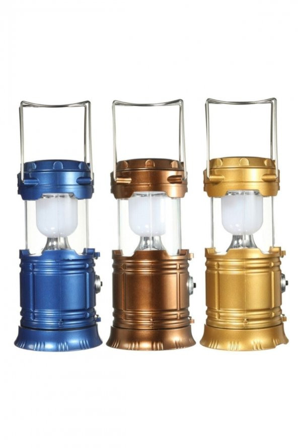 Büyük Boy Güneş Enerjili Kamp Feneri Işıldak Lamba Usb Powerbank - 6