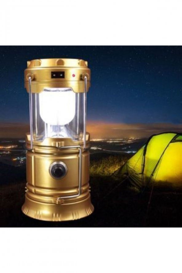 Büyük Boy Güneş Enerjili Kamp Feneri Işıldak Lamba Usb Powerbank - 8