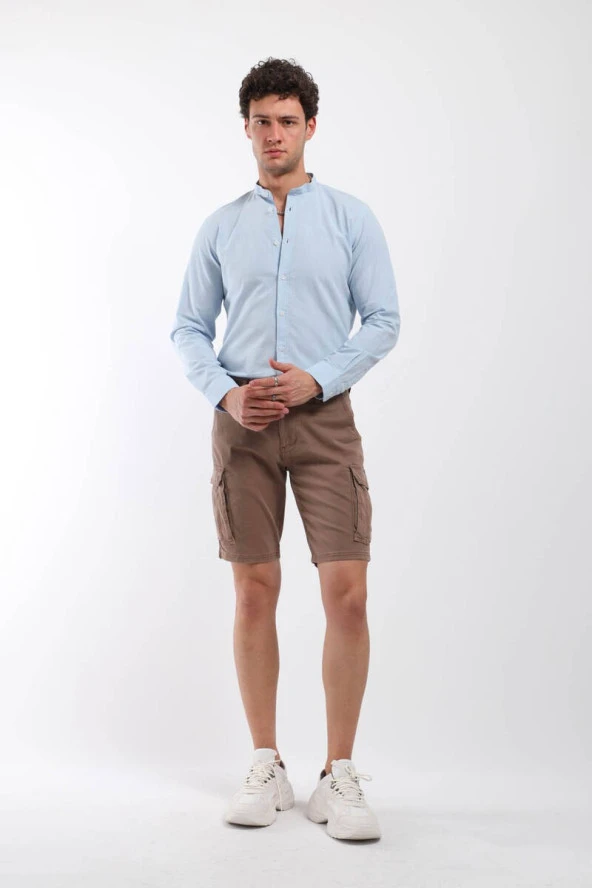 Erkek Madrid Kargo Cep Şort Kahverengi - Resim 3