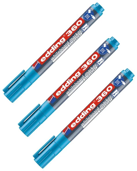 Edding 360 Beyaz Tahta Kalemi Açık Mavi 3lü - 2