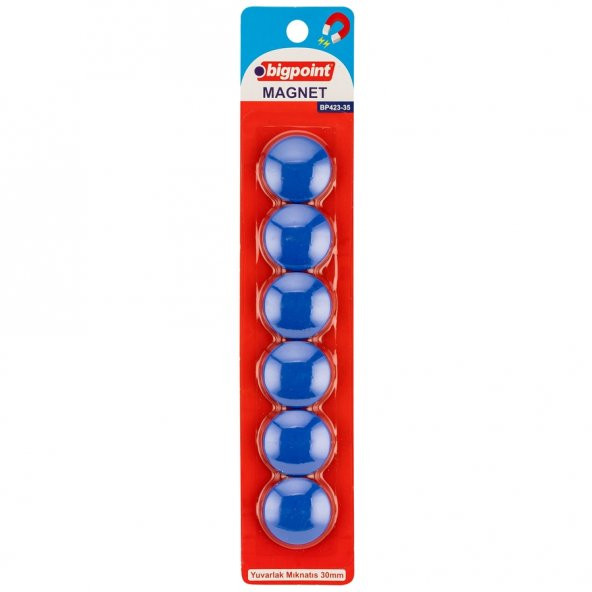 Bigpoint Magnet 30mm (Mıknatıs) Mavi 6'lı Blister 12'li Kutu