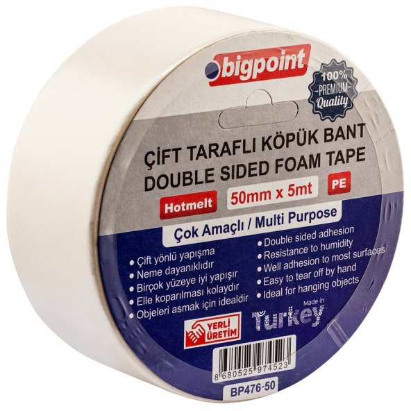 Bigpoint Çift Taraflı Köpük Bant 50mmx5m 4'lü Paket