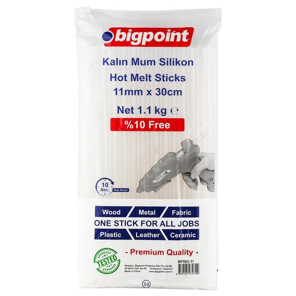 Bigpoint Mum Çubuk Silikon Kalın 11mm x 30cm (1.1 Kilogram) 2'li Paket