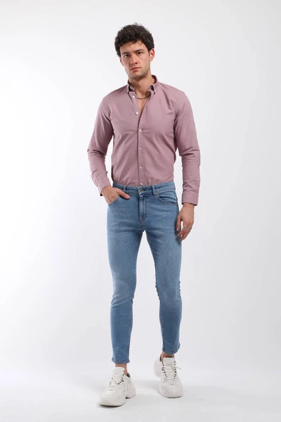 Erkek Tim Slim Fit Jean Pantolon Açık Mavi