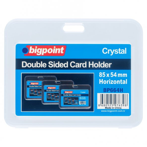 Bigpoint Çift Taraflı Kart Kabı Kristal Yatay Şeffaf 85x54mm 10'lu Poşet