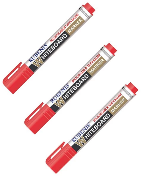 Rubenis RBM 101K Doldurulabilir Tahta Kalemi Kırmızı 3lü - 2