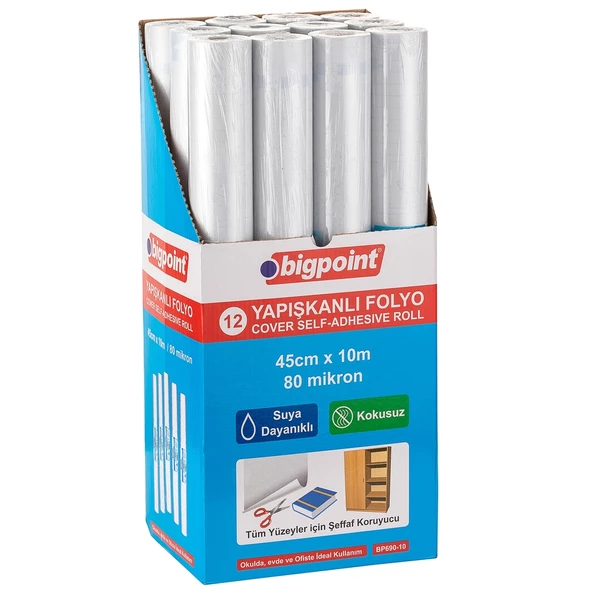 Bigpoint Yapışkanlı Şeffaf Rulo 10 Metre 12'li Stand - 2