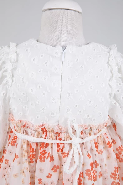 Çiçekli Kız Bebek Çocuk Bayramlık Elbise - 10