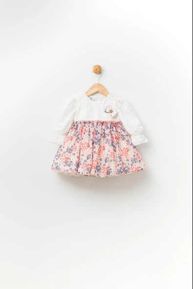 Çiçekli Kız Bebek Çocuk Bayramlık Elbise - 7