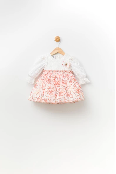Çiçekli Kız Bebek Çocuk Bayramlık Elbise - 5