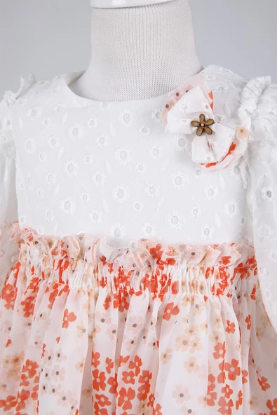 Çiçekli Kız Bebek Çocuk Bayramlık Elbise - 11