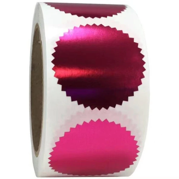 Alüminyum Kendinden Yapışkanlı Etiket Pembe Renk 50 adet 50mm Çap - Resim 3