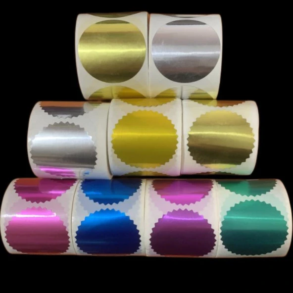 Alüminyum Kendinden Yapışkanlı Etiket Pembe Renk 50 adet 50mm Çap - Resim 5