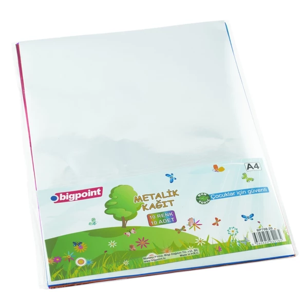 Bigpoint Metalik(Aynalı) Kağıt A4 Karışık 10 Renk - 80 Gram 60'lı Paket - Resim 2