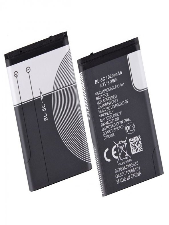 BL-5C Batarya 1020 mAh 3.7V 3.8Wh Li-On Batarya