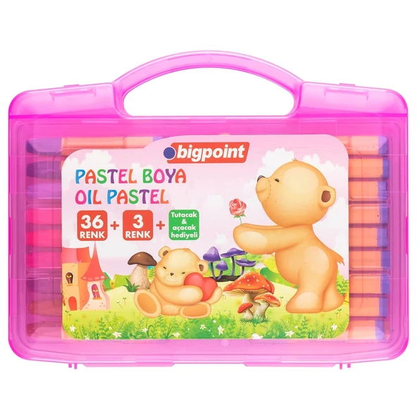 Bigpoint Pastel Boya 36+3 Renk - Pembe Çantalı 3'lü Paket ürün görseli