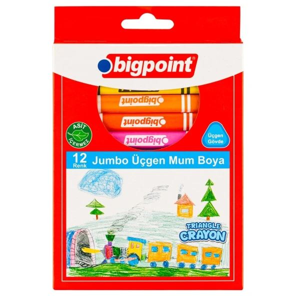Bigpoint Jumbo Üçgen Mum Boya 12 Renk 6'lı Paket ürün görseli