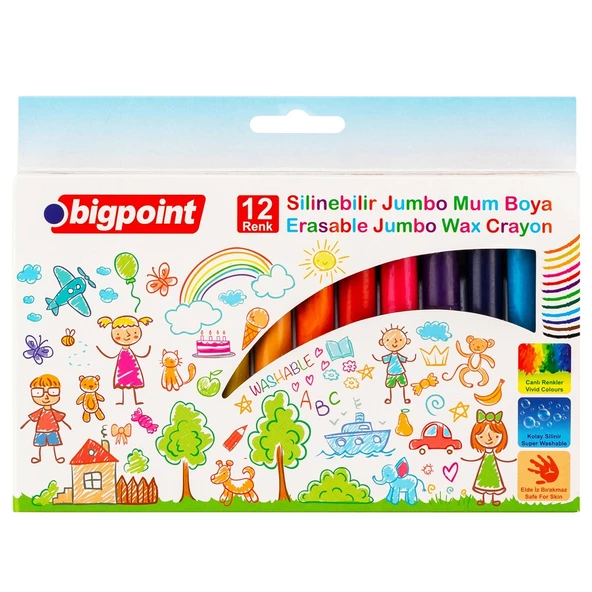 Bigpoint Jumbo Mum Boya(Silinebilir) 12 Renk 6'lı Paket ürün görseli