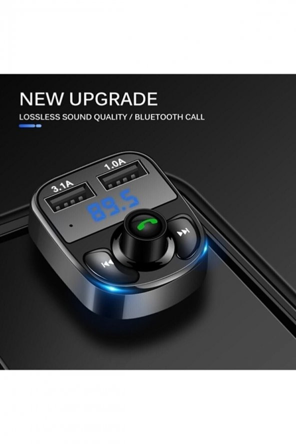 Car X8 Araç Fm Transmitter 5.0 Bluetooth Araç Kiti Usb Mp3 Sd Kart Çakmaklık Girişli 2022 Model