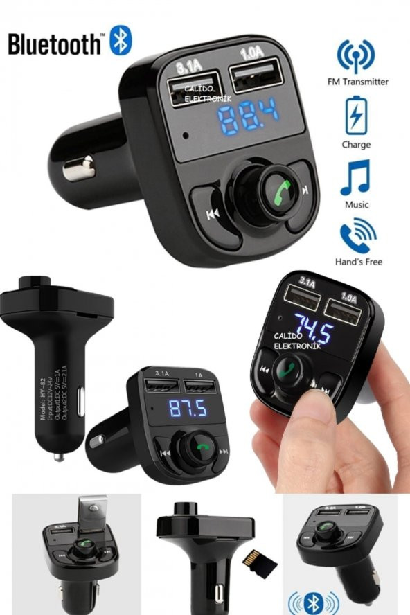 Carx8 Araç Fm Transmitter Bluetooth Çakmaklık Girişli Usb Sd Kart Araç Mp3 Müzik Çalar Oto Teyp