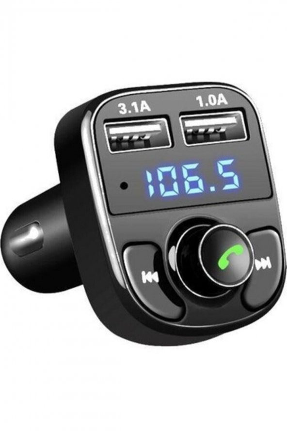 Car X8 Araç Fm Transmitter 5.0 Bluetooth Araç Kiti Usb Mp3 Sd Kart Çakmaklık Girişli Oto Müzik Çalar - 3