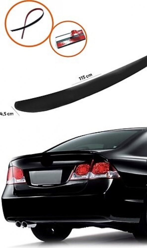 HONDA CİVİC 2002-2006 Bagaj Üstü Spoiler Piano Black