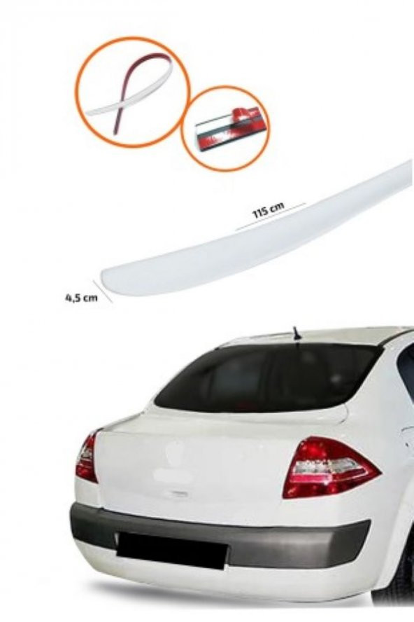 RENAULT MEGANE 2 Bagaj Üstü Spoiler Beyaz