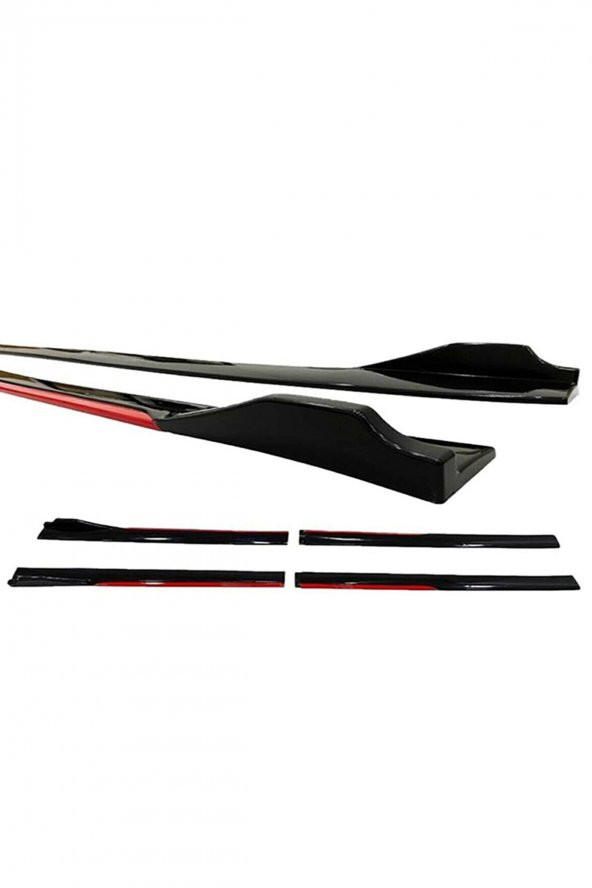 Honda Civic Fd6 2006-2011 Kırmızı Şeritli Ön Lip Ve Yan Marşpiyel Seti Piona Black - 2