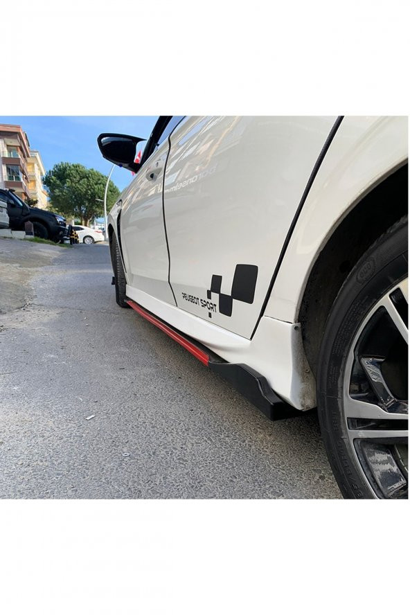 Honda Civic Fd6 2006-2011 Kırmızı Şeritli Ön Lip Ve Yan Marşpiyel Seti Piona Black - 3