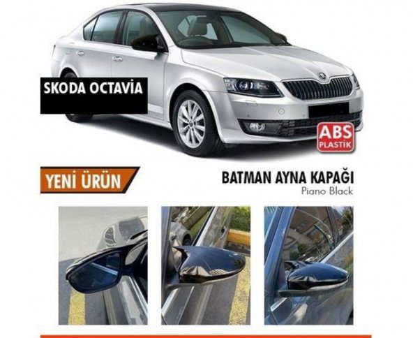 SKODA OCTAVİA MK3 Batman Yarasa Ayna Kapağı Piano Black 2013-2020 Arası