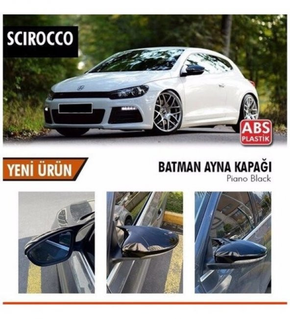 VOLKSWAGEN SCİROCCO MK3 Batman Yarasa Ayna Kapağı Piano Black 2008-2017 Arası Uyumlu