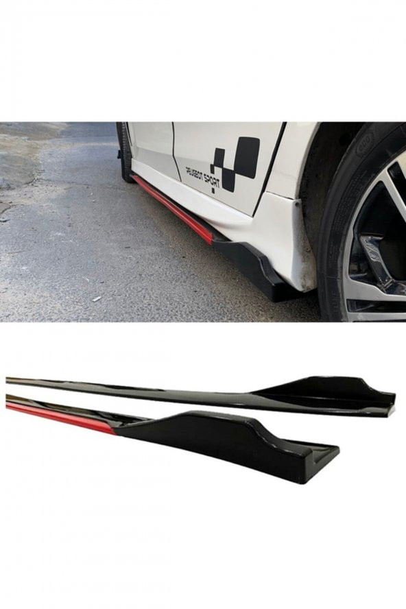 Honda Civic Fc5 2016-2021 Kırmızı Şeritli Yan Marşpiyel 2 Adet Piona Black