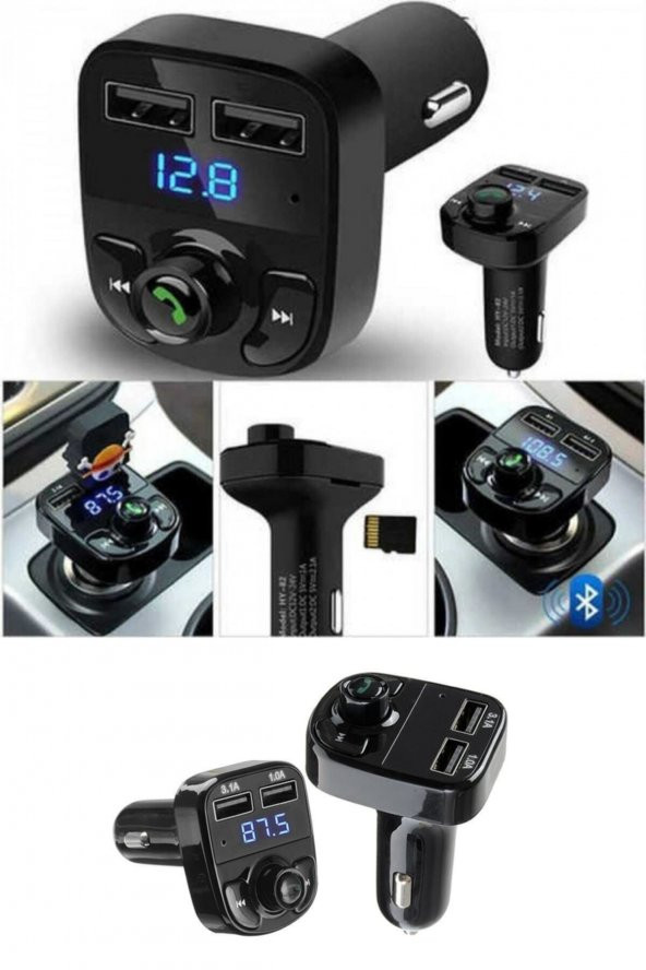 Car X8 Araç Fm Transmitter Bluetooth Usb Mp3 Sd Kart Çakmaklık Girişli Oto Müzik Çalar Kiti