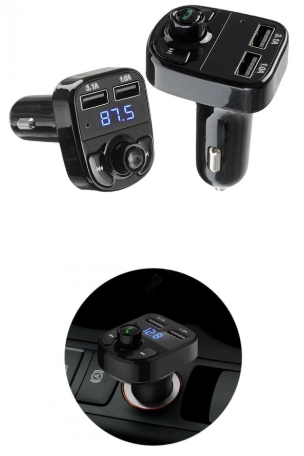 Car X8 Araç Fm Transmitter Bluetooth Usb Mp3 Sd Kart Çakmaklık Girişli Oto Müzik Çalar Kiti - 2