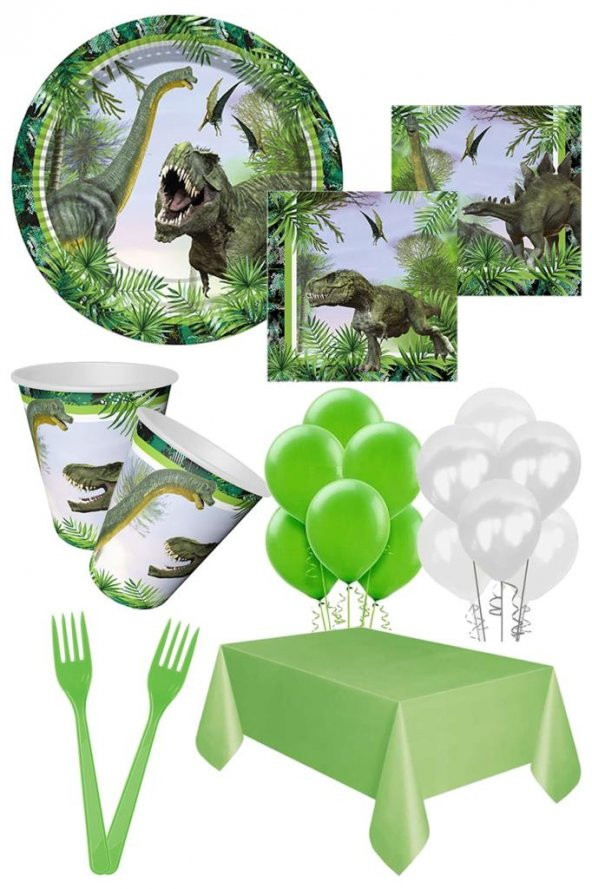 Beysüs Jurassic Doğum Günü Parti Seti Dinozor Parti Temalı Kutlama Seti 8 Kişilik
