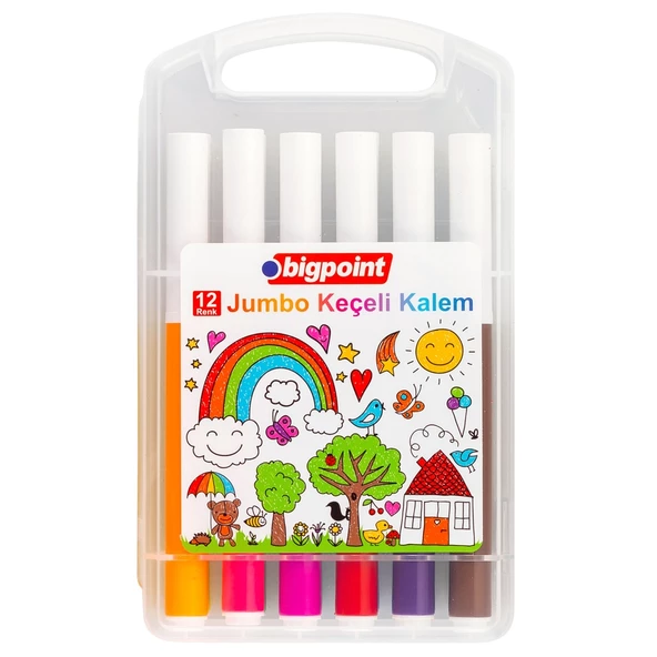 Bigpoint Jumbo Keçeli Kalem 12'li Set (Plastik Kutulu) 6'lı Paket