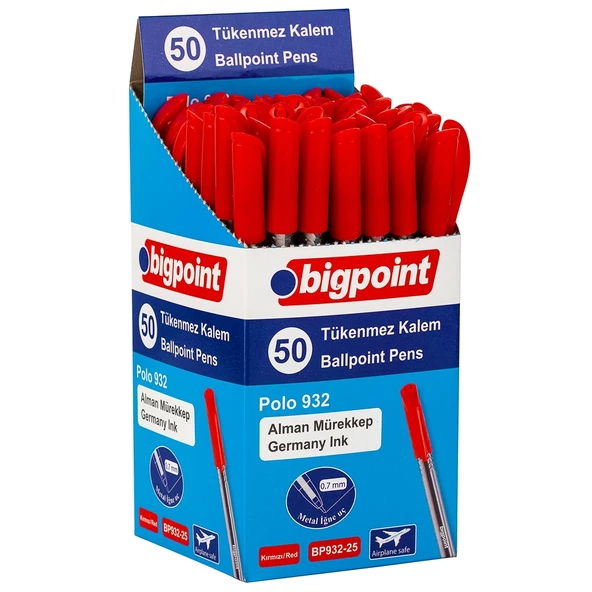 Bigpoint Tükenmez Kalem Polo 0.7mm Kırmızı 50'li Kutu - 4