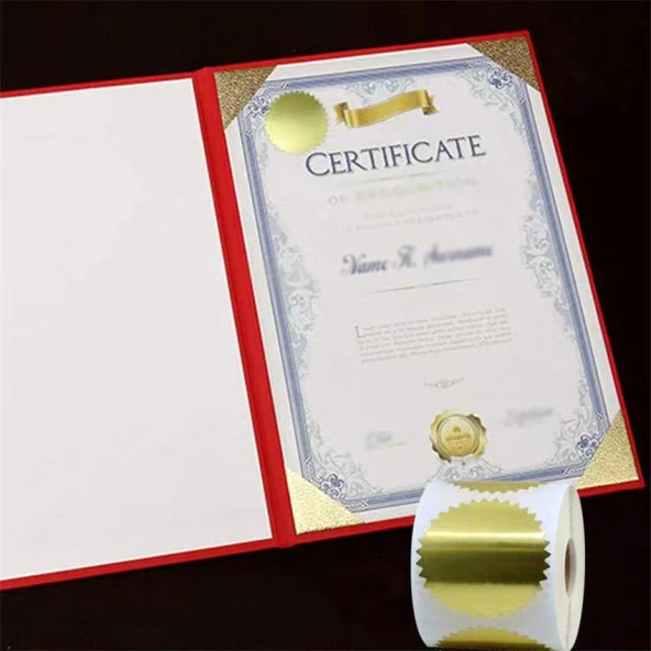 Alüminyum Kendinden Yapışkanlı Etiket Gold Renk 50 adet 50mm Çap - 2