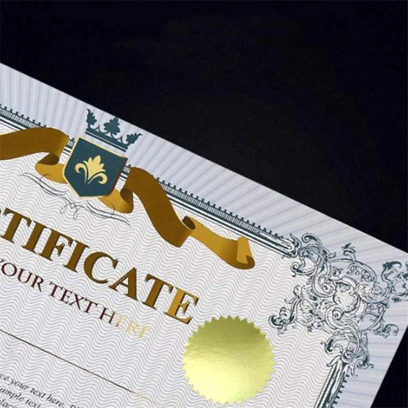 Alüminyum Kendinden Yapışkanlı Etiket Gold Renk 50 adet 50mm Çap - 6