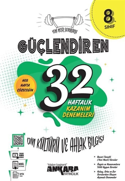 Ankara 8. Sınıf Din Kültürü ve Ahlak Bilgisi Güçlendiren 32 Haftalık Kazanım Denemeleri