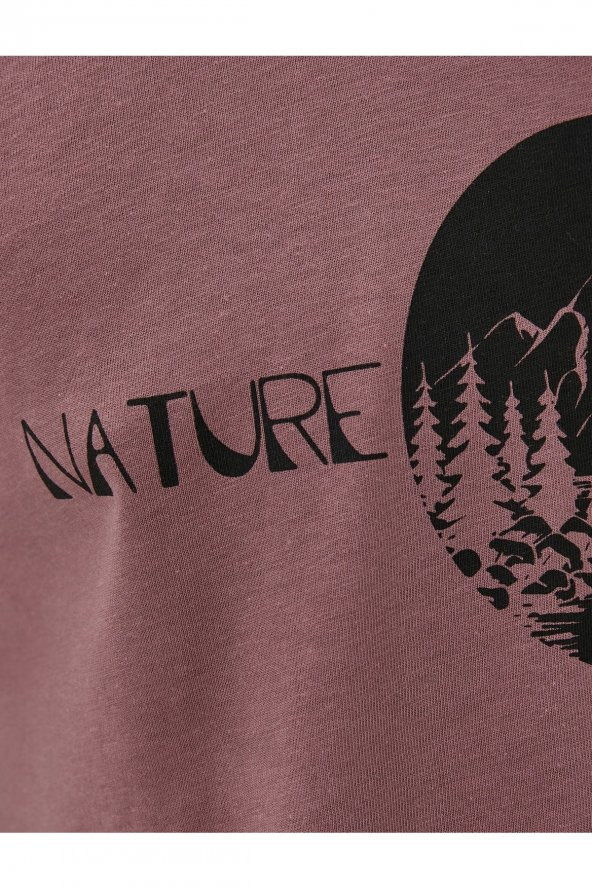 Slogan Baskılı Tişört Manzara Detaylı Bisiklet Yaka Pamuklu - Resim 6