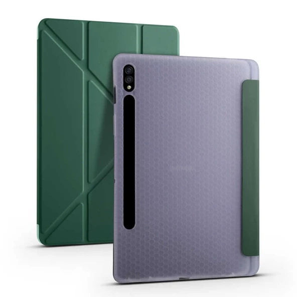 Gpack Samsung Galaxy Tab S7 Plus T970 Kılıf Standlı Katlanabilir Pu Silikon tf2 - 9