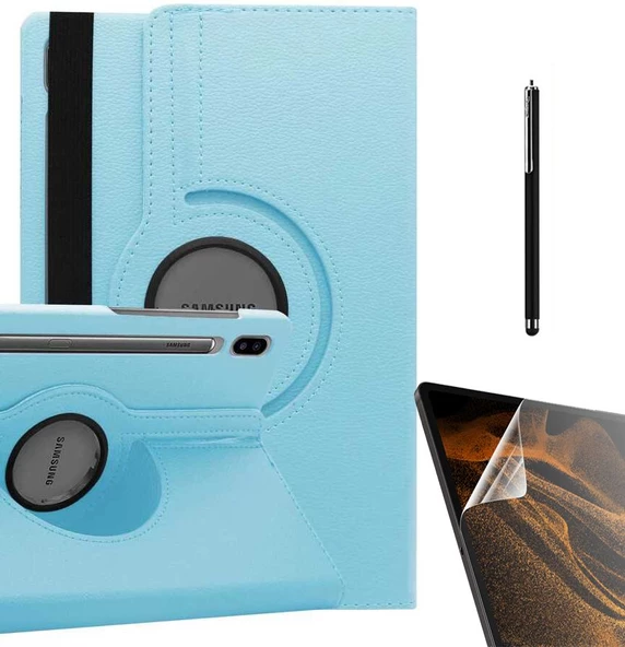 Gpack Samsung Galaxy Tab S7 Plus T970 Kılıf Kapaklı Standlı 360 Dönebilen Koruma dn22  Nano  Kalem - Resim 6
