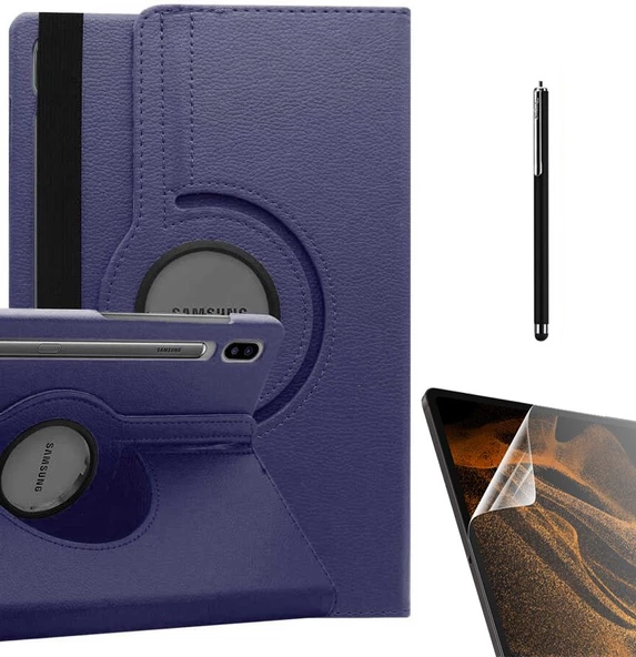 Gpack Samsung Galaxy Tab S7 Plus T970 Kılıf Kapaklı Standlı 360 Dönebilen Koruma dn22  Nano  Kalem - Resim 3