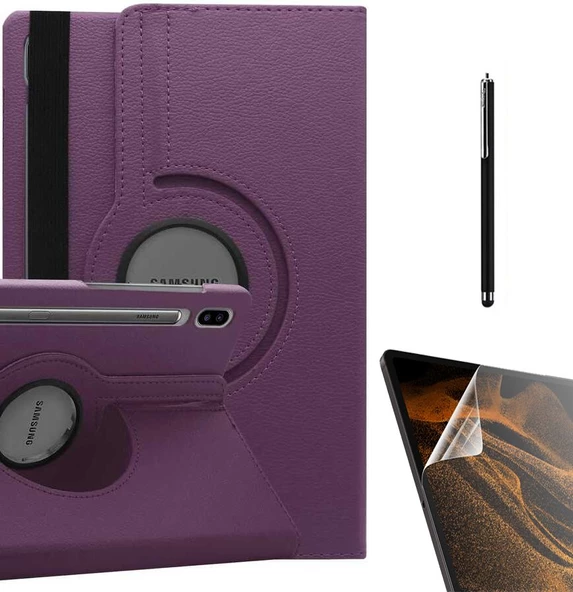 Gpack Samsung Galaxy Tab S7 Plus T970 Kılıf Kapaklı Standlı 360 Dönebilen Koruma dn22  Nano  Kalem - Resim 5