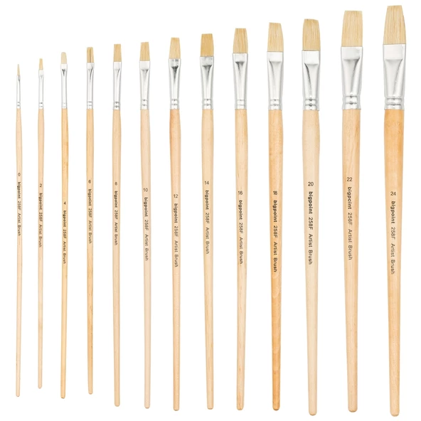 Bigpoint 258F Serisi Doğal Kıl Düz Kesik Fırça No: 12 12'li Kutu ürün görseli