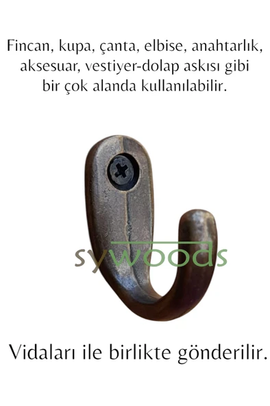 Büyük Fincan Askı Antik Dekoratif Tekli Bijuteri Askılık Aksesuarı 4 Adet - 3