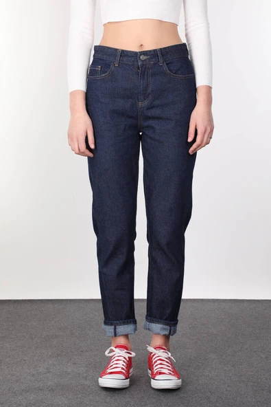 Boyfriend İndigo Kadın Jean Pantolon - Resim 3
