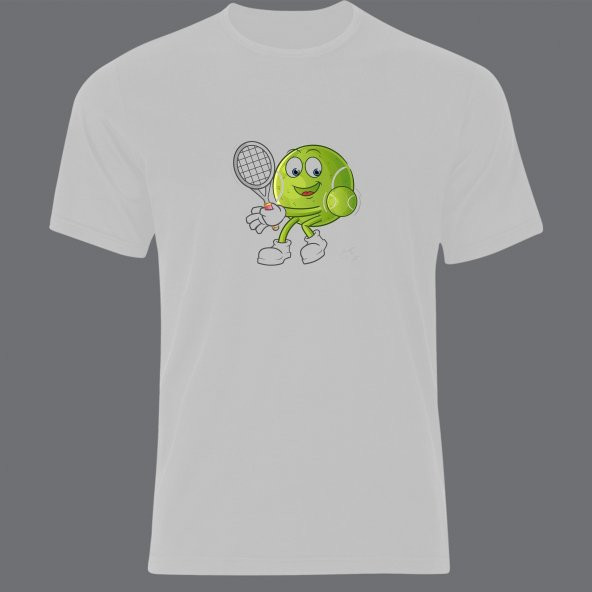 Tennis Baskılı Unisex Tshirt  BEYAZ XL