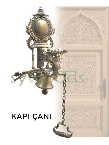 Melek kapı çanı pirinç malzeme dekoratif vintage dış kapı aksesuar sarı - 1
